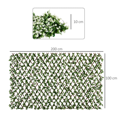 2pc Expanding Garden Trellis, 2 x 1m Faux Decorative Privacy Fence with Artificial Leaves