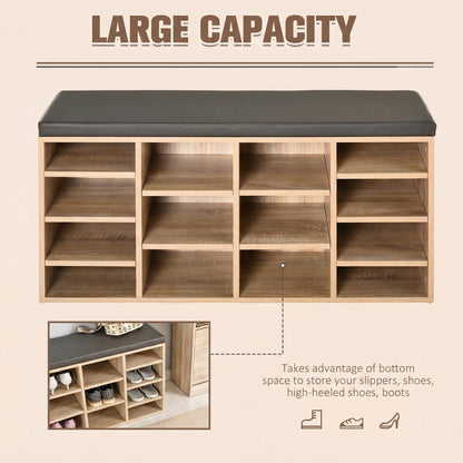 Multi-Storage Shoe Rack w/ 14 Compartments Cushion Moving Shelves Solid Frame Foot Pads Home Office Tidy Organisation Boots T