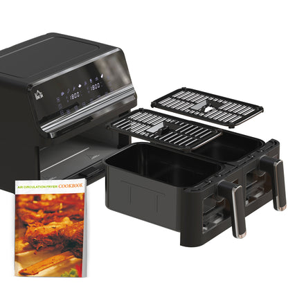 8L Dual Basket Air Fryer, 8-in-1 Air Fryer Oven with Digital Display, Visible, Timer, Preheat for Oil Free Low Fat Cooking