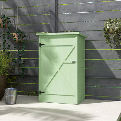 Wooden Small Shed, Garden Storage Shed with Shelves and Bolt Latch, 75L x 56W x115H cm, Green