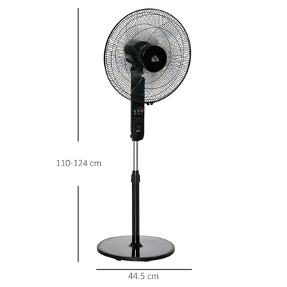 18" Pedestal Fan, Oscillating Standing Fan with Remote Control, Floor Fan with Adjustable Height, 3 Speed, 7.5-Hour Timer