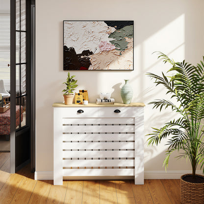 95.5H x 111Wcm Radiator Cover, with Drawer - White