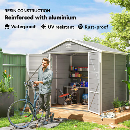 7.9ft x 6.2ft Aluminium Frame Rust Resistance Waterproof Shed, with Galvanised Foundation - Light Grey
