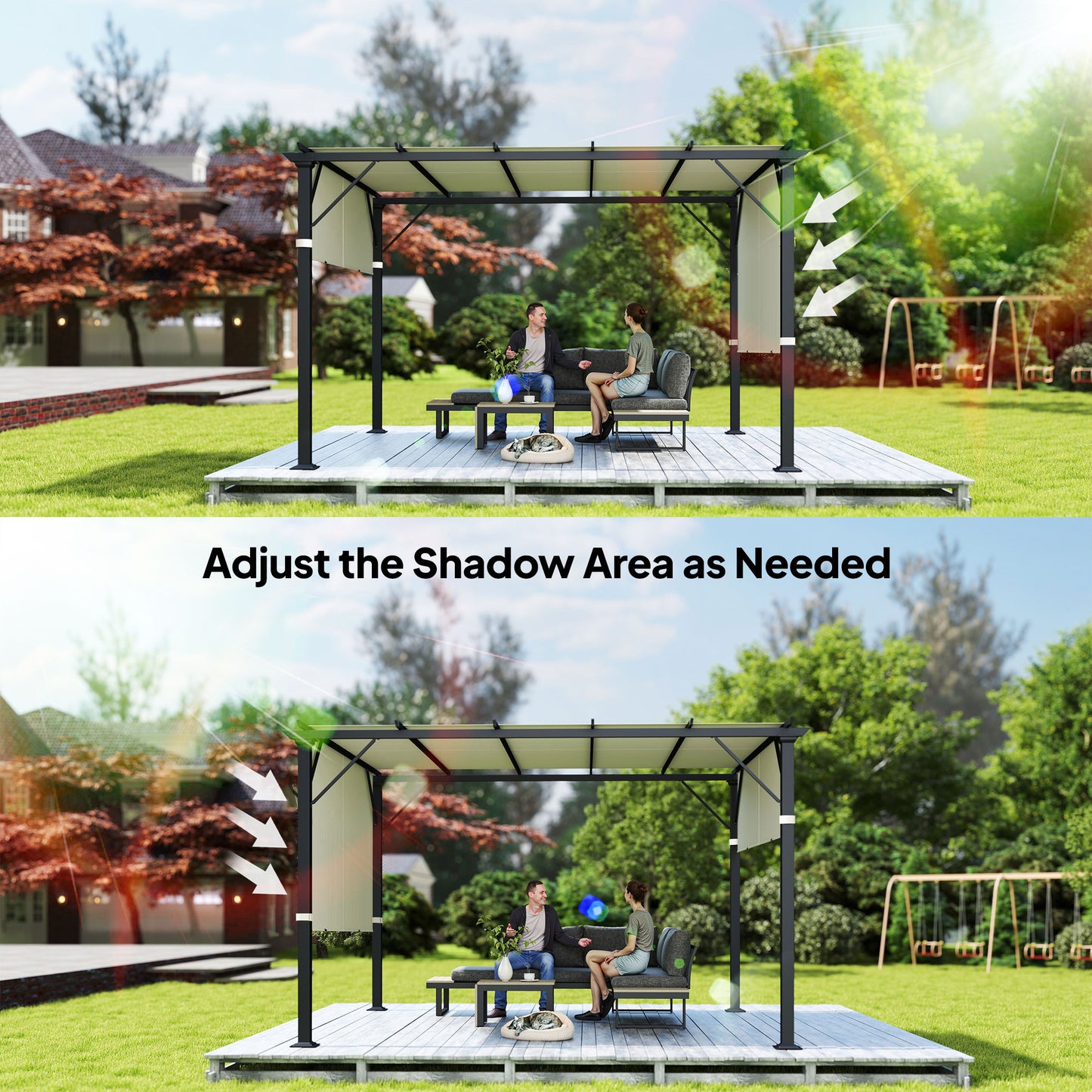 2 Pcs UV Protection Pergola Replacement Canopy, Pergola Shade Cover, Easy to Install, for 3 x 3(m) Pergola, Cream White