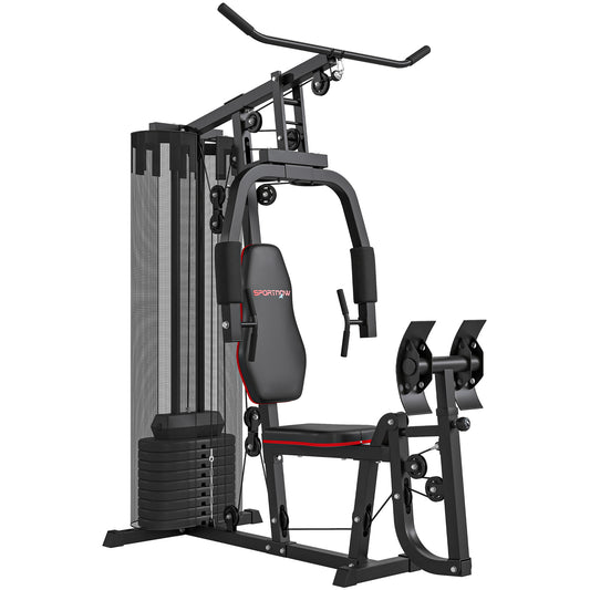 Weights Machine, Multi Gym with 45kg Weight Stack, Compact Home Gym Leg Press Machine for Full Body Training