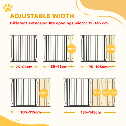 Extra Wide Dog Safety Gate, with Door Pressure, for Doorways, Hallways, Staircases - Black