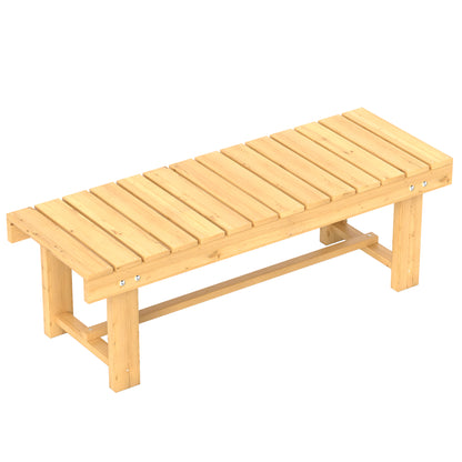 1 Piece 2-seater Outdoor Indoor Wooden Garden Bench Fir Patio Loveseat, 110L x 38W x 35Hcm, Natural