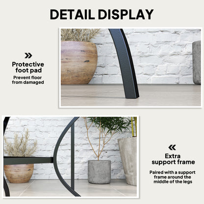 94 x 94 cm Garden Table with Parasol Hole, Outdoor Dining Garden Table for Four with Slatted Metal Plate Top, Black