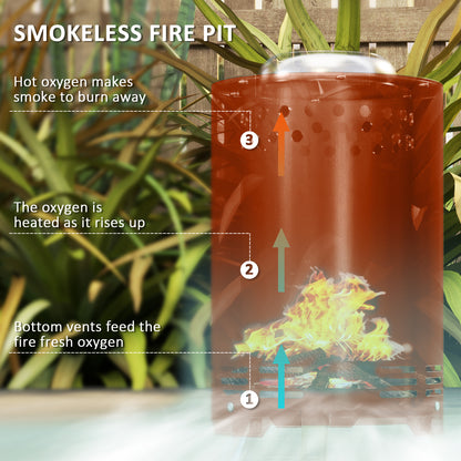 Smokeless Fire Pit, 16 x 16 cm Stainless Steel Portable Wood Burning Firepit with Poker