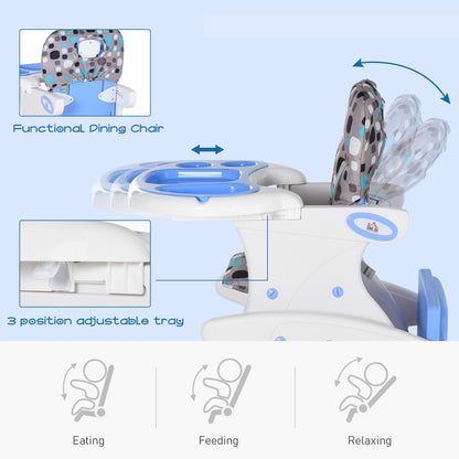 2 in 1 Convertible Baby High Chair Toddler Table Chair Infant Feeding Seat Removable Food Tray Safety Harness Blue