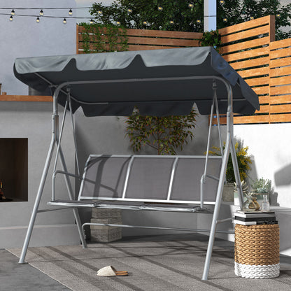 3 Seater Swing Chair, Garden Swing Bench with Adjustable Tilting Canopy