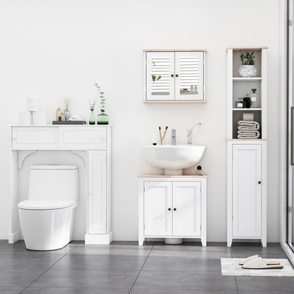 Bathroom Mirror Cabinet Wall Mounted Storage Cupboard with Double Door and Adjustable Shelf, White