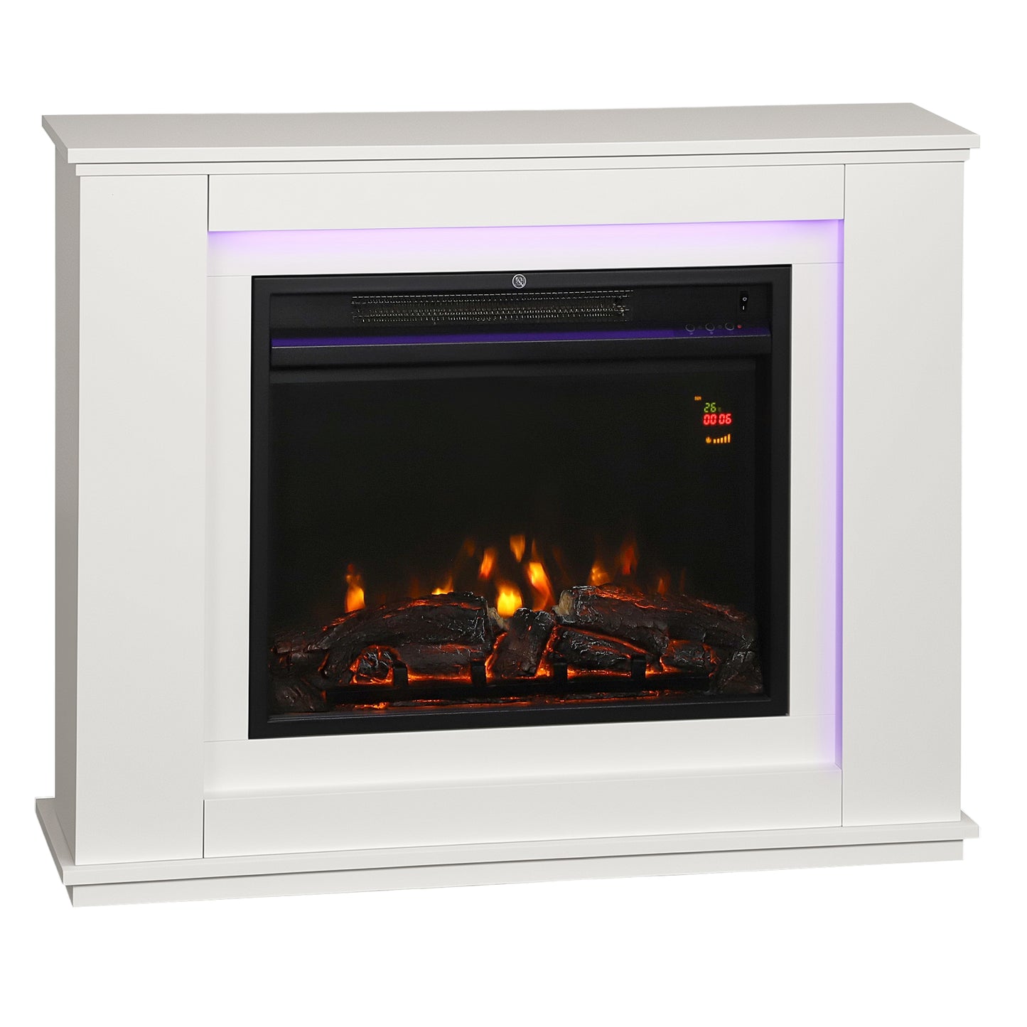 2000W 6824 BTU Faux Flame Fireplace - White
