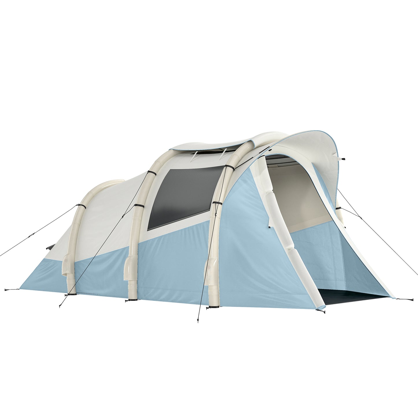 Inflatable Camping Tent w/ Air Pump, Easy Setup 2-3 Person Blow Up Tent, Light Blue