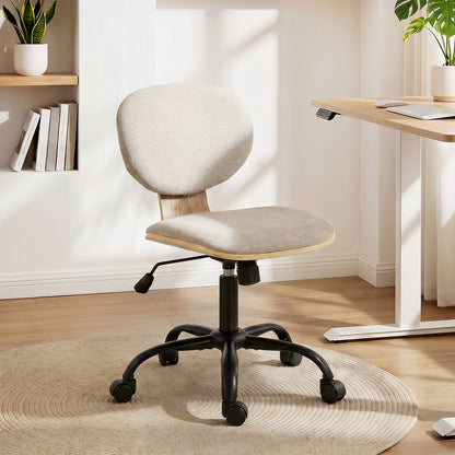 Home Office Desk Chair Rocking Function Ergonomic Swivel Chair with PU Wheels, Light Grey