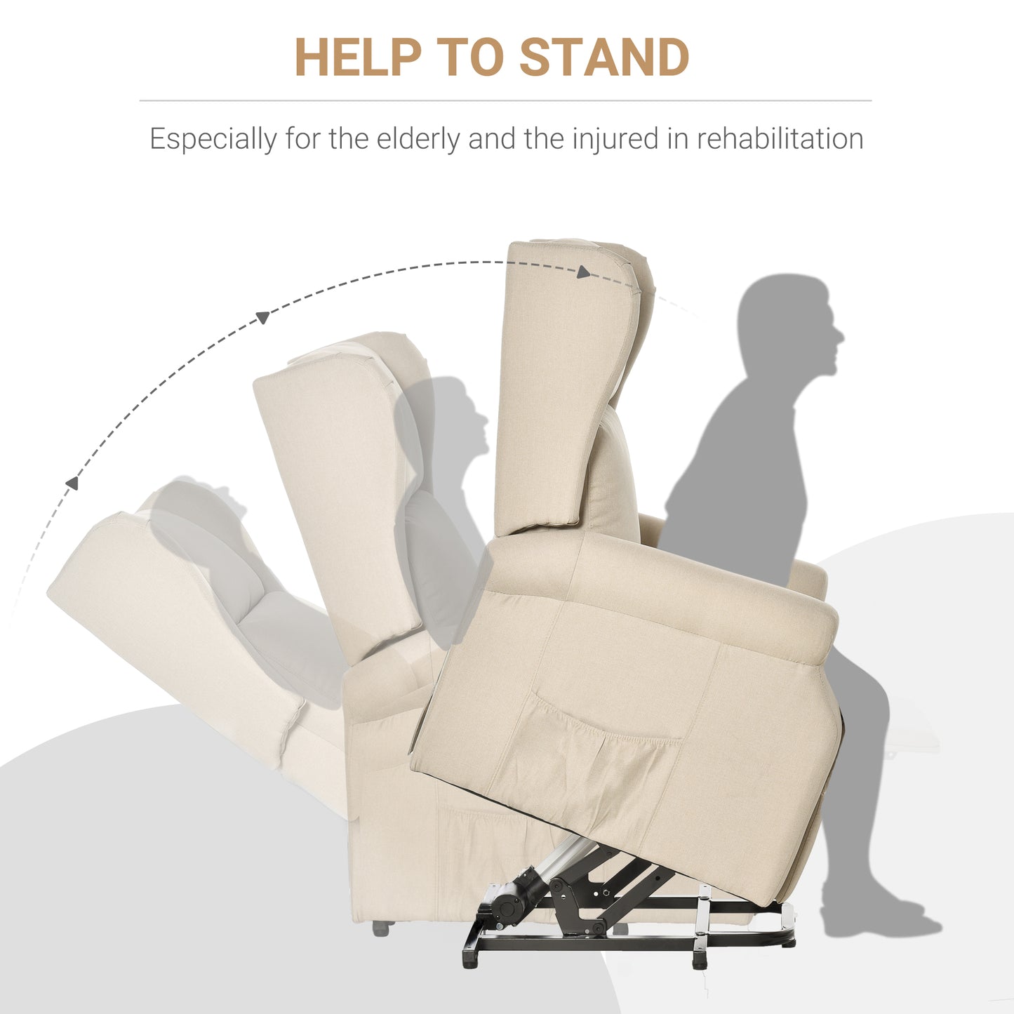 Power Lift Recliner Armchair, Electric Lift Chair for Elderly, Fabric Riser and Reclining Chair with Remote Control