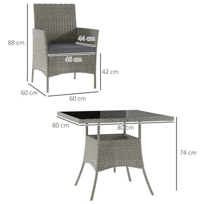 Five-Pieces Rattan Dining Set - Light Grey