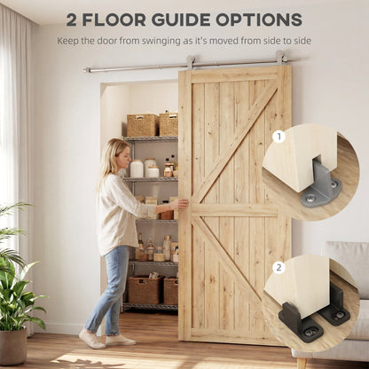 Sliding Door Hardware Kit Smooth Quiet 304 Stainless Steel for 200cm Track Sliver Tone