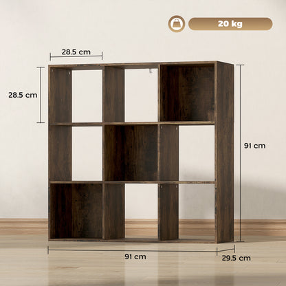 Nine-Cube Storage Shelf - Rustic Brown