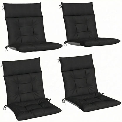 Patio Chair Cushions Set of 4, Waterproof Non-Slip Lounge Chair Cushions, 112x53cm, Black
