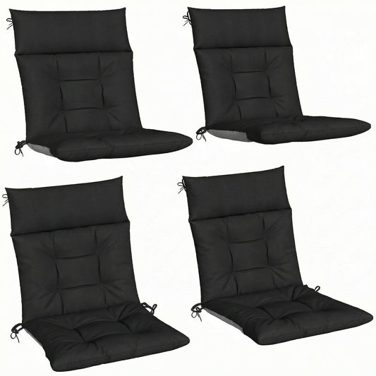 Patio Chair Cushions Set of 4, Waterproof Non-Slip Lounge Chair Cushions, 112x53cm, Black