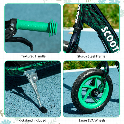 Kids Scooter with Adjustable Handlebar, Children's Kick Scooter with Non-slip Footplate, Rear Brake, Kickstand, Green
