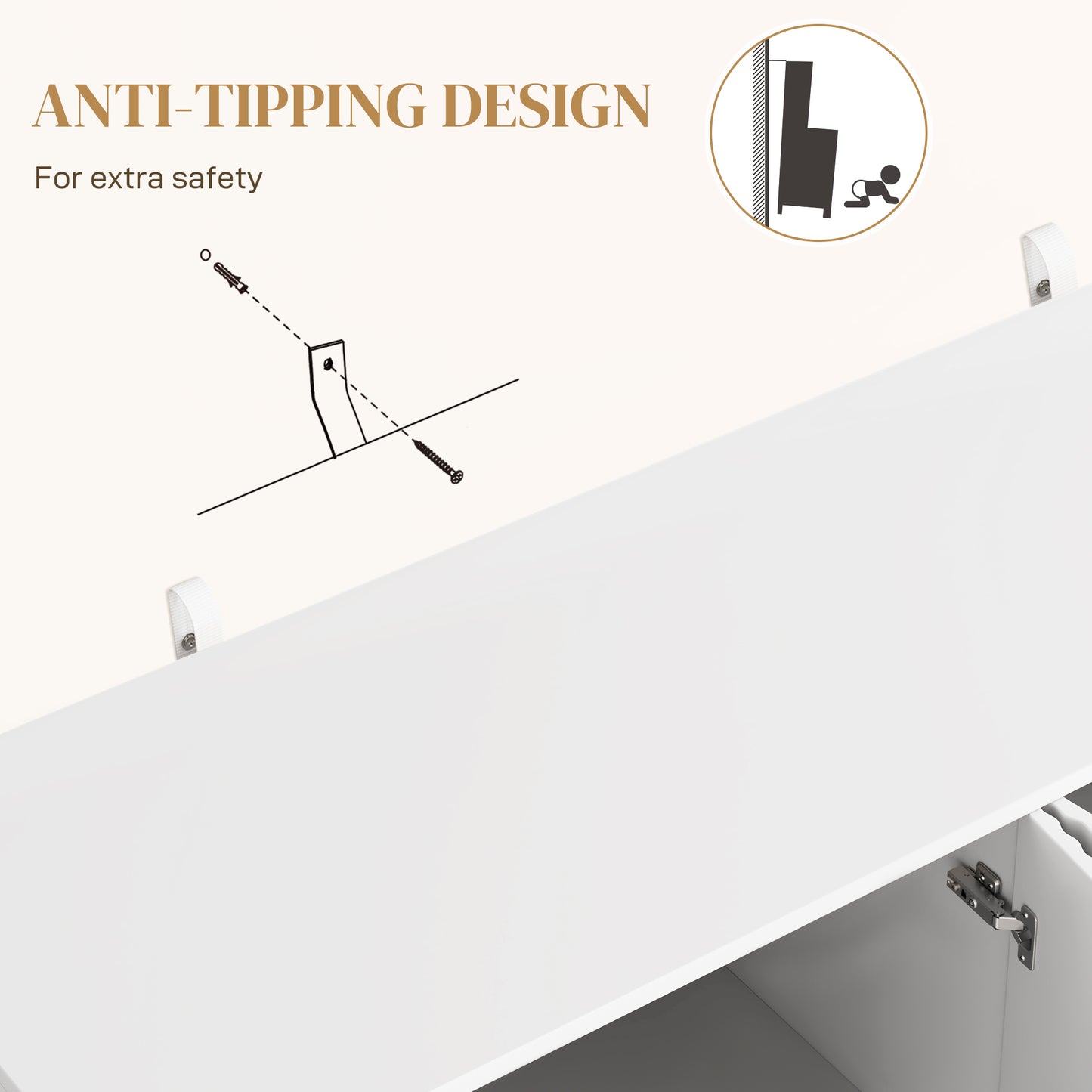 Sideboard Buffet Cabinet, Modern Kitchen Storage Cabinet with Adjustable Shelves and Metal Legs, White