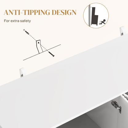 Sideboard Buffet Cabinet, Modern Kitchen Storage Cabinet with Adjustable Shelves and Metal Legs, White