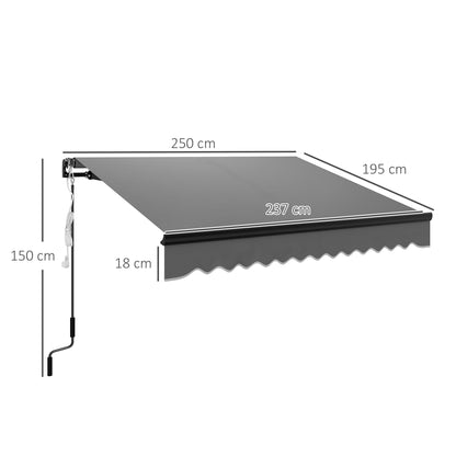 2.5 x 2m Electric Awning with LED Light and Remote Controller, Aluminium Frame DIY Retractable Awning