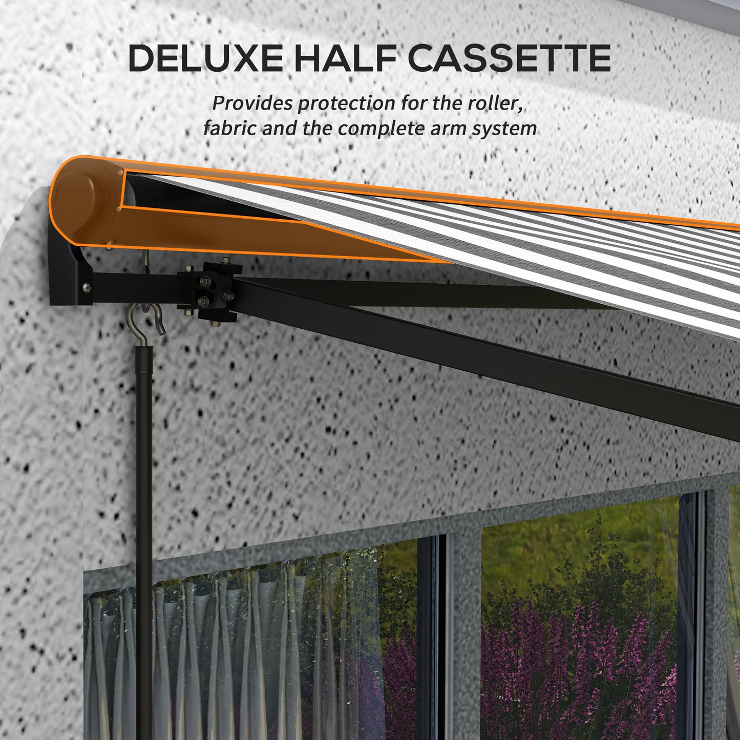 3 x 2m Aluminium Frame Electric Awning, with Remote - Grey/White