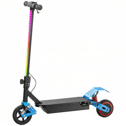 Foldable Kids Electric Scooter with LCD Display, Dual Shock Absorption, Up to 15 KM/H, Max Range 6 KM for Age 6-14, Blue