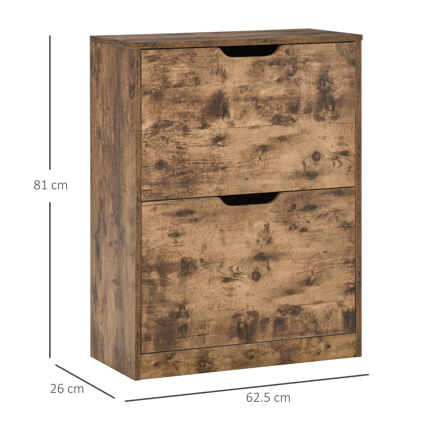 Industrial Shoe Cabinet with 2 Flip Drawers, Narrow Shoe Storage Cabinet for 12 Pairs
