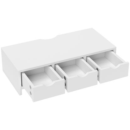 Monitor Stand Riser with 3 Drawers, Monitor Riser for Laptop, Computer, PC, Small Printer, 51 x 24 x 13cm, White