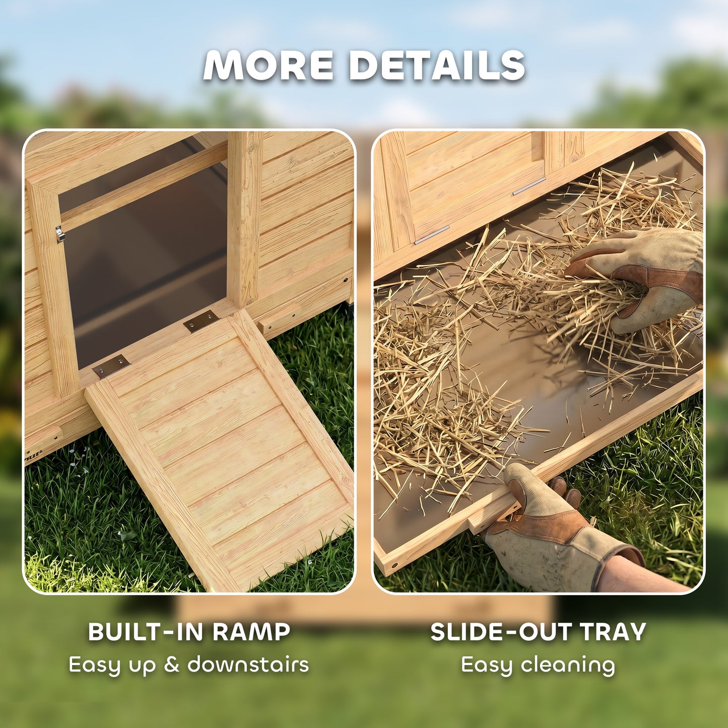 Chicken Coop, Wooden Outdoor Hen House with Nesting Box, Openable Waterproof Top, Pull-Out Tray, 150 x 100 x 97cm