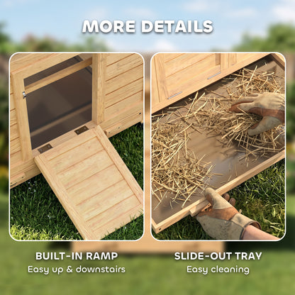 Chicken Coop, Wooden Outdoor Hen House with Nesting Box, Openable Waterproof Top, Pull-Out Tray, 150 x 100 x 97cm