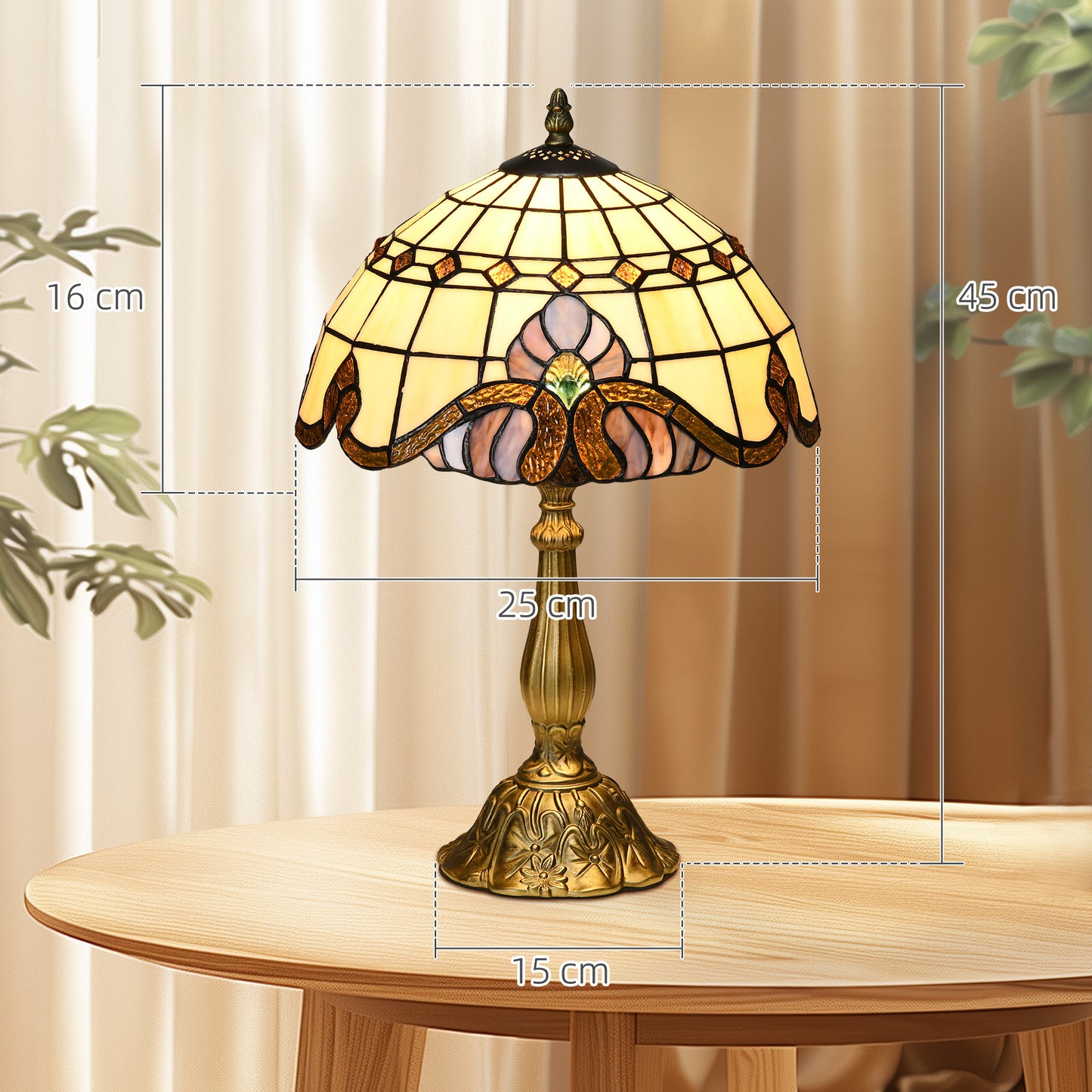Tiffany Stained Glass Table Lamp, Handmade Antique Bedside Lamp, Decorative Night Light for Bedroom, Living room, Home