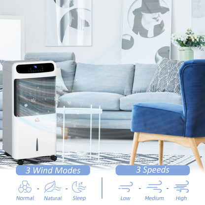 Mobile Air Cooler, 12L Tank Evaporative Ice Cooling Fan Water Conditioner Humidifier Unit with 3 Modes, 3 Speed, Remote