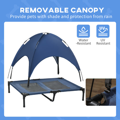 Outdoor Dog Bed with Removable Canopy, Portable Raised Dog Bed for Camping, Garden & Beach
