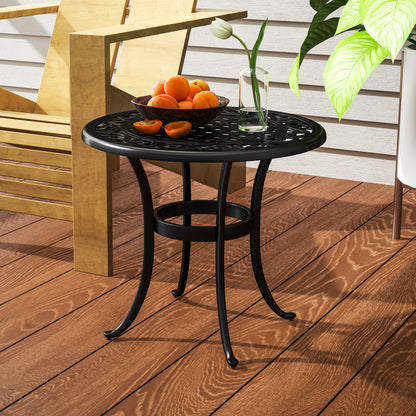 Outdoor Garden Table, Cast Aluminium Patio End Table with Anti-slip Foot Pads for Garden, Patio, Balcony, 60 x 60 cm, Black