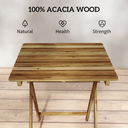 Outdoor Coffee Table Foldable Wooden Garden Table for Patio Balcony Natural Wood
