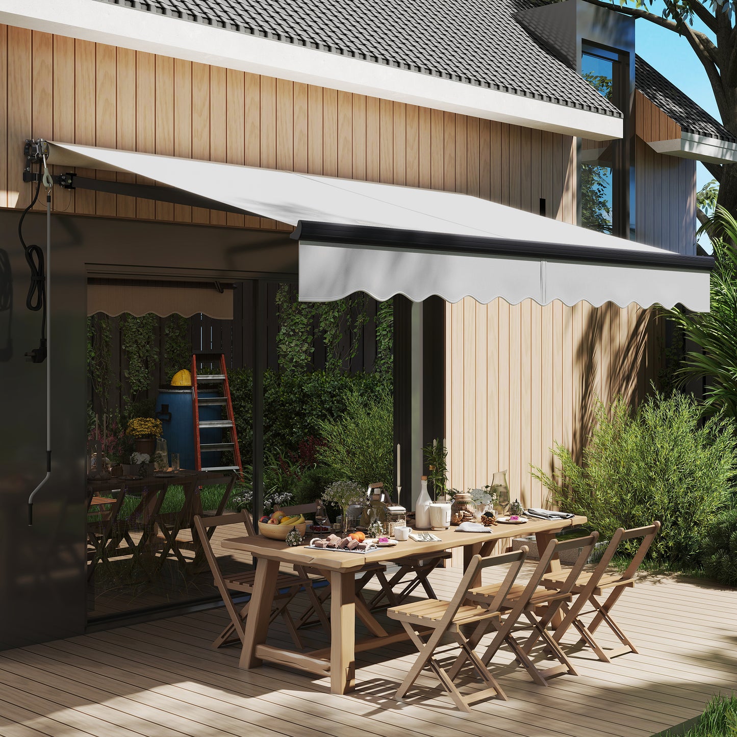 3 x 2.5m Electric Awning with Remote Controller, Aluminium Frame DIY Retractable Awning