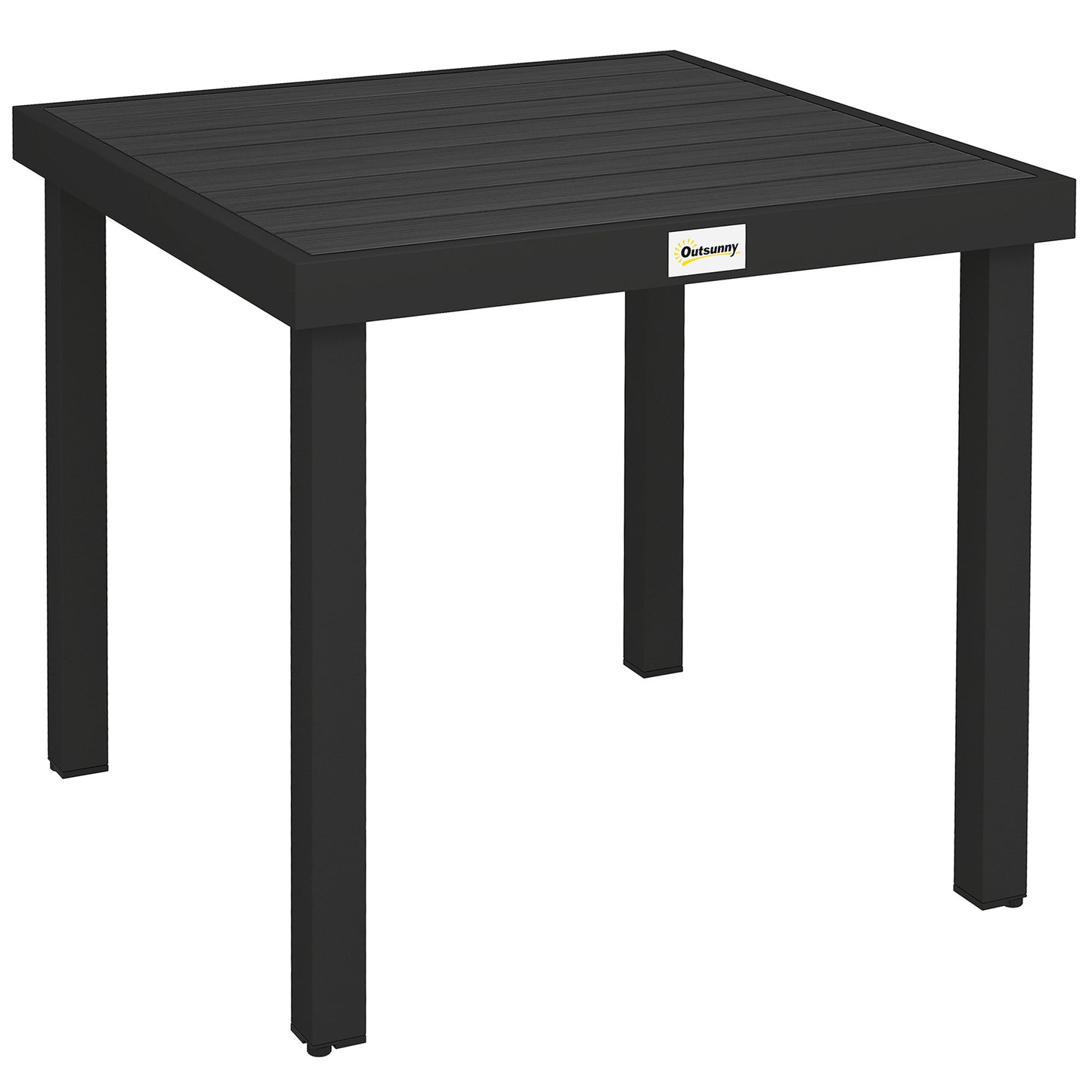 78 cm Garden Dining Table for 4 People, Square Outdoor Coffee End Side Table with Aluminium Legs, Black