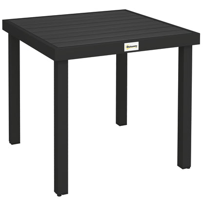 78 cm Garden Dining Table for 4 People, Square Outdoor Coffee End Side Table with Aluminium Legs, Black
