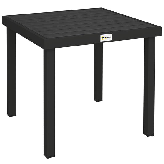 78 cm Garden Dining Table for 4 People, Square Outdoor Coffee End Side Table with Aluminium Legs, Black