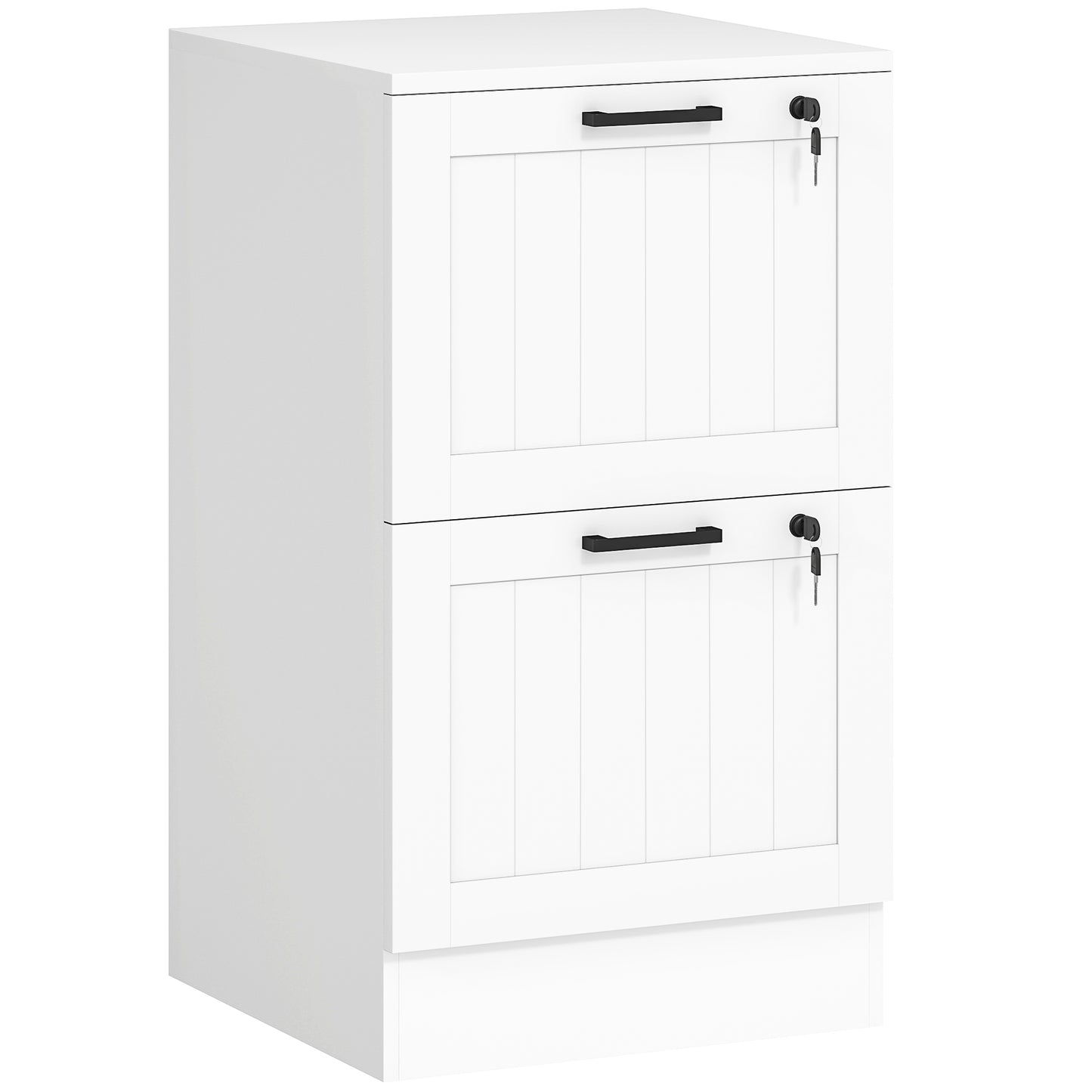 2 Drawer Filing Cabinet with Lock, Office Storage Cabinet with Adjustable Hanging Bars for A4 Letter Size Files, White