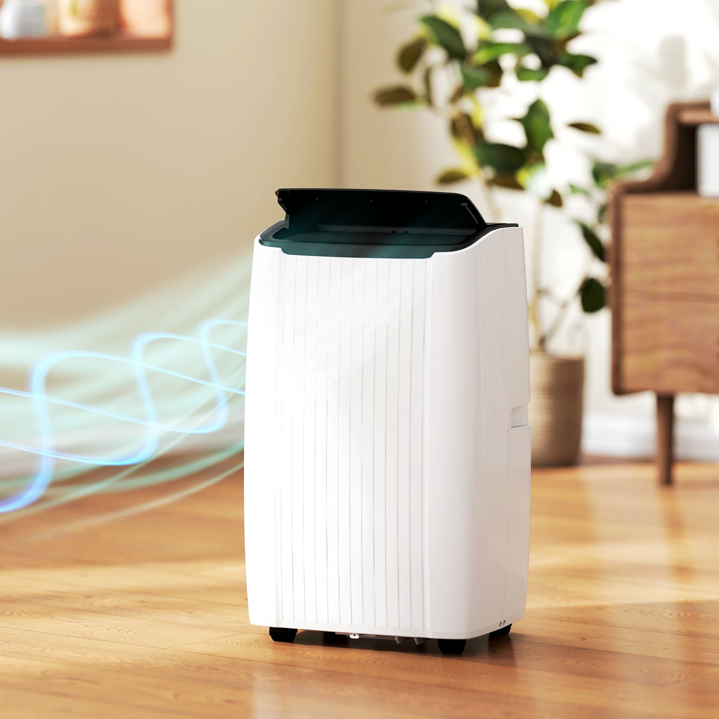 14000 BTU 5-in-1 Portable Air Conditioner with Cool, Heat, Dehumidifier, Fan, Sleep, WiFi Voice Control, White