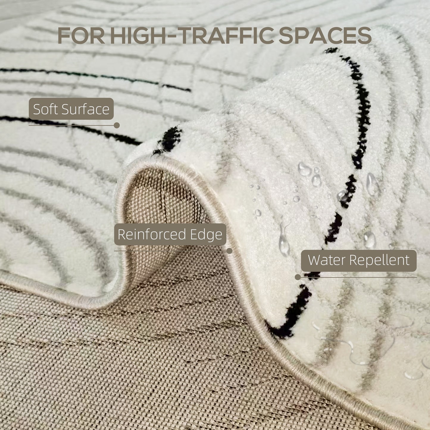 Modern Area Rug, Swirl Pattern Machine Washable Rug, Allergy-Friendly Floor Carpet for Living Room, Bedroom, Dining Room