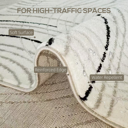 Modern Area Rug, Swirl Pattern Machine Washable Rug, Allergy-Friendly Floor Carpet for Living Room, Bedroom, Dining Room