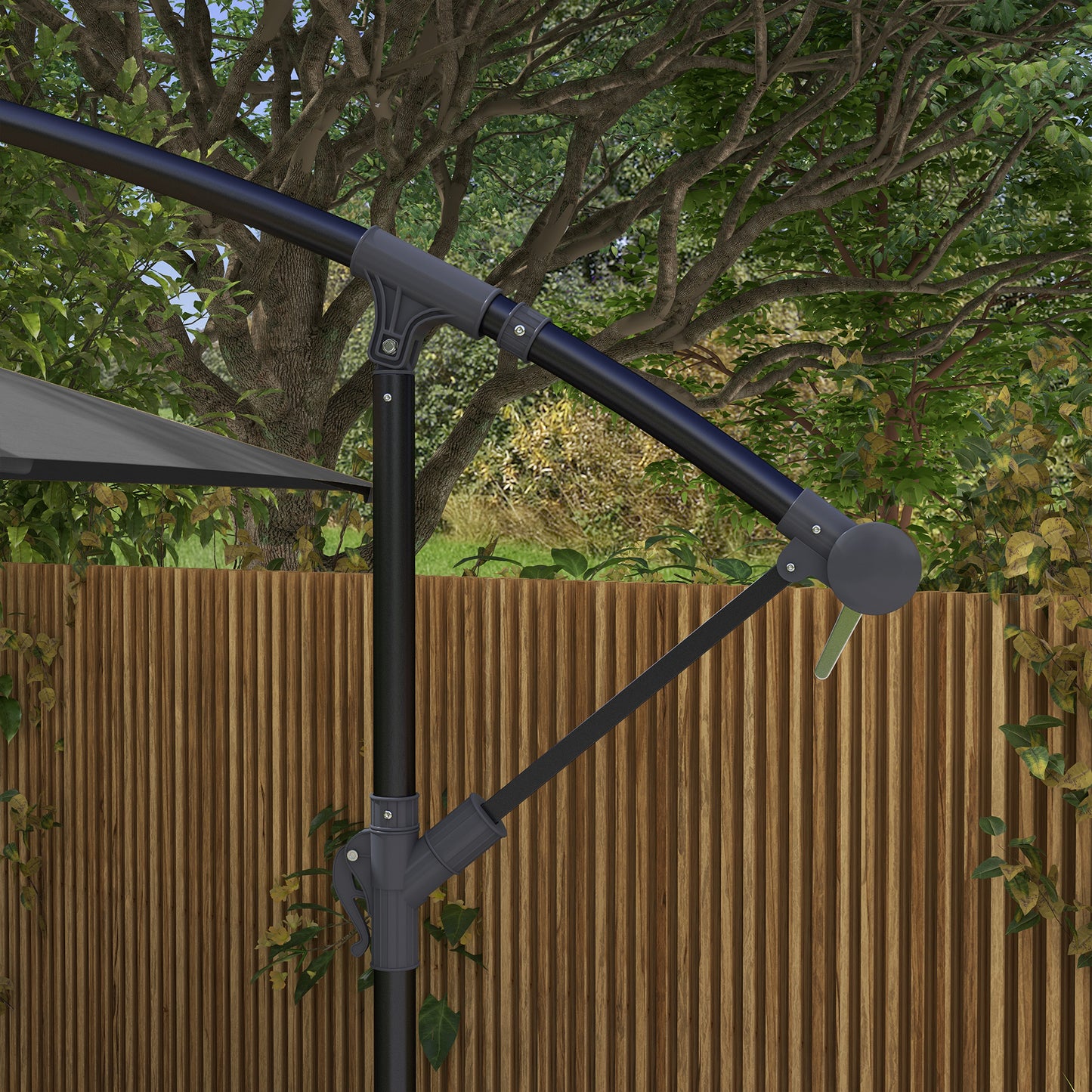 3(m) Cantilever Overhanging Parasol, with Cross Base - Grey