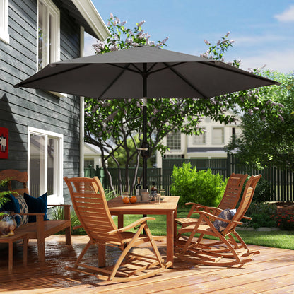2.6 m Garden Parasol Umbrella with Aluminium Pole, Outdoor Patio Umbrella with Tilt and Crank, Vent, Black